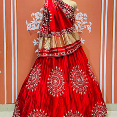 GAZI SILK HANDWORK KACHI PATTI LEHENGA