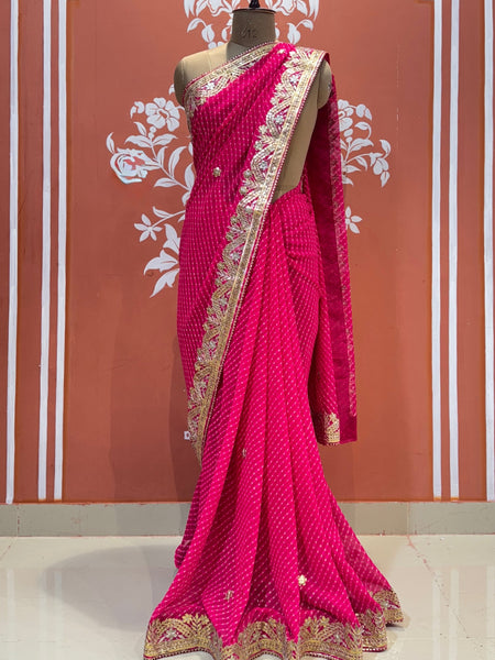 MOTHRA LEHERIYA GOTA PATTI SAREE