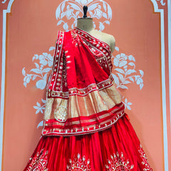 GAZI SILK HANDWORK KACHI PATTI LEHENGA
