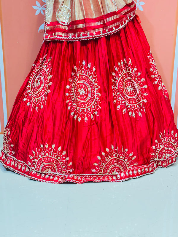GAZI SILK HANDWORK KACHI PATTI LEHENGA