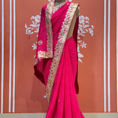 MOTHRA LEHERIYA GOTA PATTI SAREE