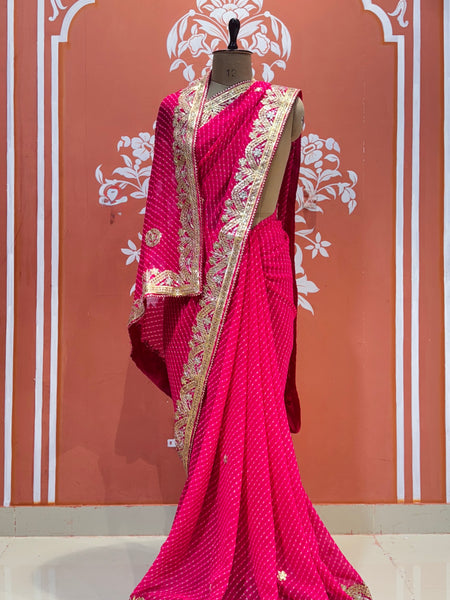 MOTHRA LEHERIYA GOTA PATTI SAREE