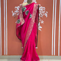 13 BOOTA PURE RUSSIAN SILK ZARI PATCHWORK GOTA PATTI SAREE