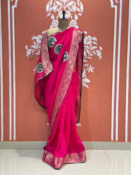 13 BOOTA PURE RUSSIAN SILK ZARI PATCHWORK GOTA PATTI SAREE