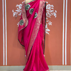 13 BOOTA PURE RUSSIAN SILK ZARI PATCHWORK GOTA PATTI SAREE