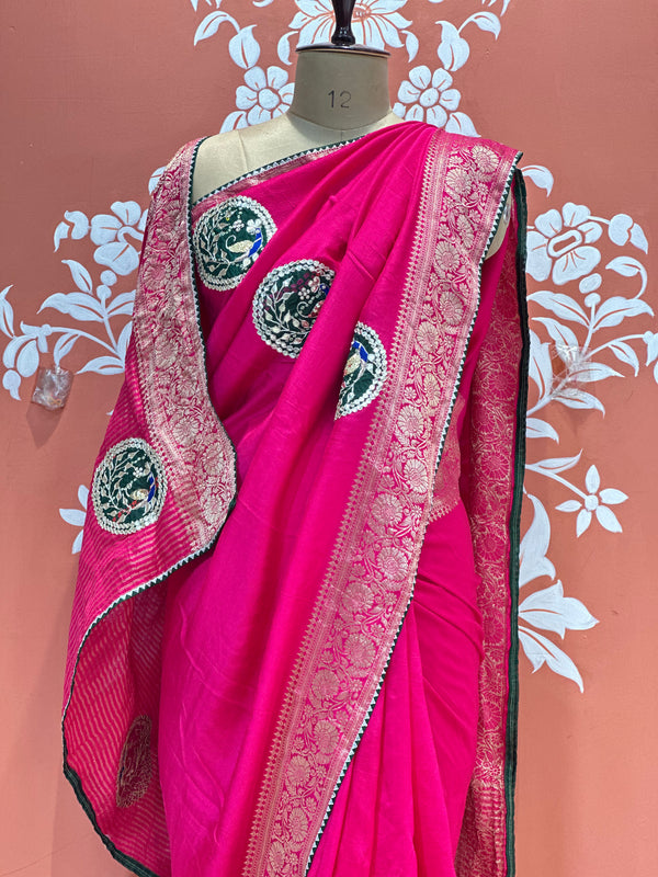 13 BOOTA PURE RUSSIAN SILK ZARI PATCHWORK GOTA PATTI SAREE
