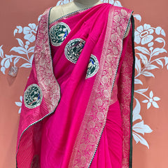 13 BOOTA PURE RUSSIAN SILK ZARI PATCHWORK GOTA PATTI SAREE