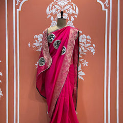 13 BOOTA PURE RUSSIAN SILK ZARI PATCHWORK GOTA PATTI SAREE