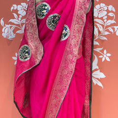 13 BOOTA PURE RUSSIAN SILK ZARI PATCHWORK GOTA PATTI SAREE