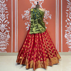 TAFETA SILK 24 KALI GHATCHOLA LEHENGA