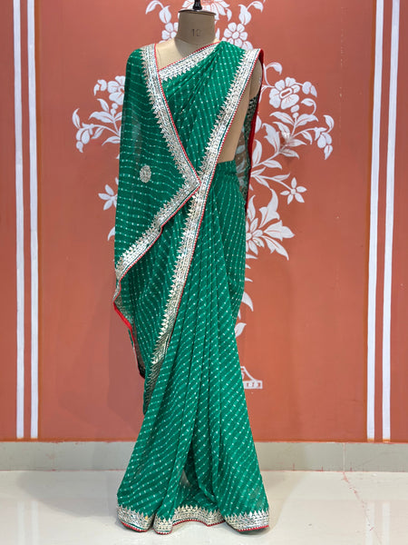 CXC GEORGETTE MOTHRA SILVER WORK SAREE