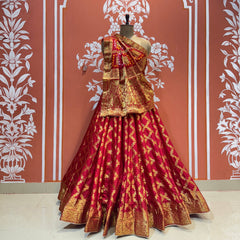 TAFETA SILK 24 KALI GHATCHOLA LEHENGA