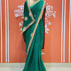 CXC GEORGETTE MOTHRA SILVER WORK SAREE