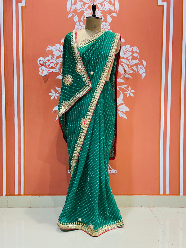 CXC GEORGETTE MOTHRA SILVER WORK SAREE
