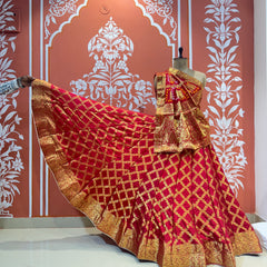 TAFETA SILK 24 KALI GHATCHOLA LEHENGA