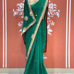 CXC GEORGETTE MOTHRA SILVER WORK SAREE