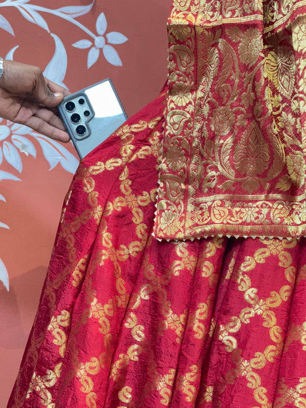 TAFETA SILK 24 KALI GHATCHOLA LEHENGA