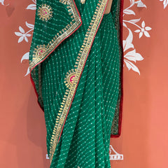 CXC GEORGETTE MOTHRA SILVER WORK SAREE