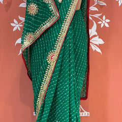 CXC GEORGETTE MOTHRA SILVER WORK SAREE