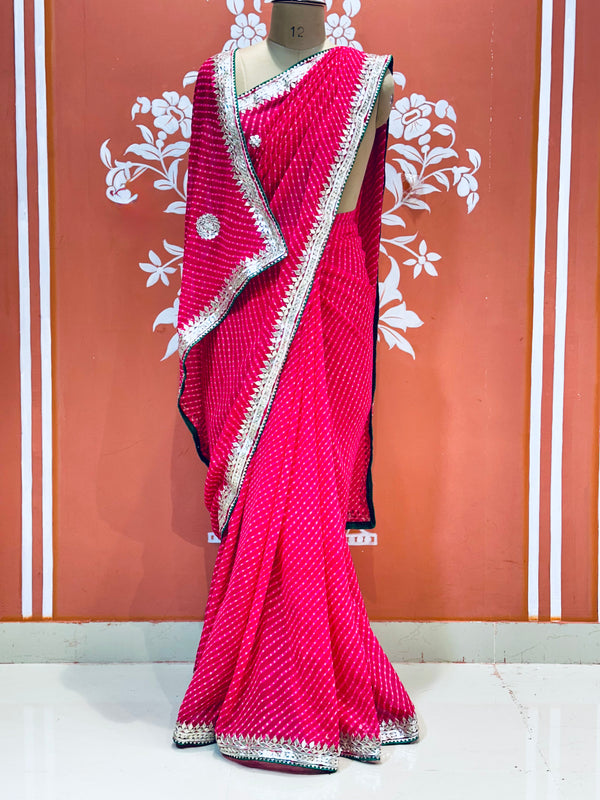 CXC GEORGETTE MOTHRA SILVER WORK SAREE