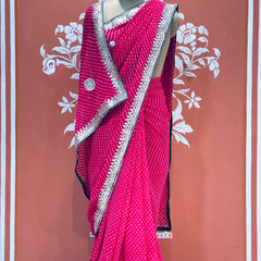 CXC GEORGETTE MOTHRA SILVER WORK SAREE