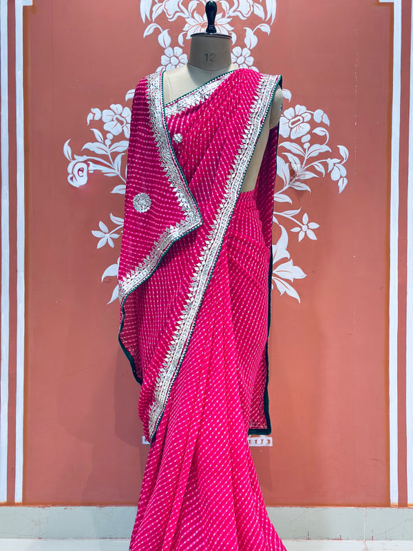 CXC GEORGETTE MOTHRA SILVER WORK SAREE