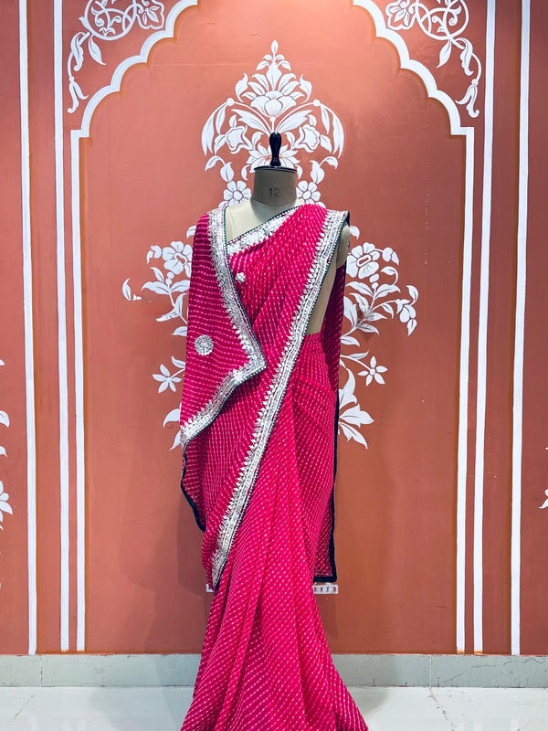 CXC GEORGETTE MOTHRA SILVER WORK SAREE