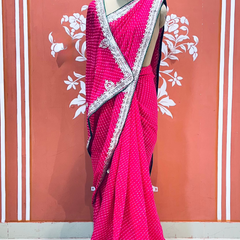CXC GEORGETTE MOTHRA SILVER WORK SAREE