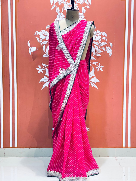 CXC GEORGETTE MOTHRA SILVER WORK SAREE