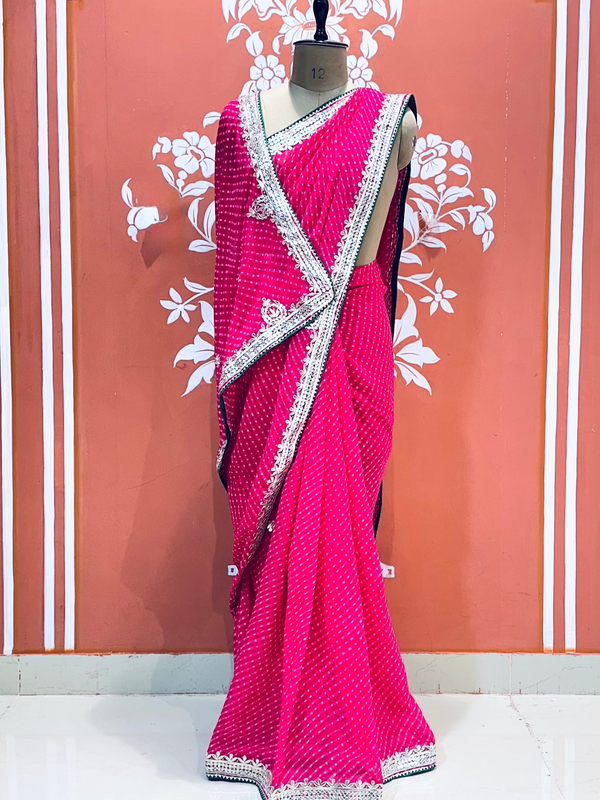 CXC GEORGETTE MOTHRA SILVER WORK SAREE