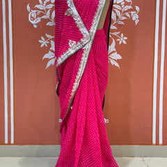 CXC GEORGETTE MOTHRA SILVER WORK SAREE