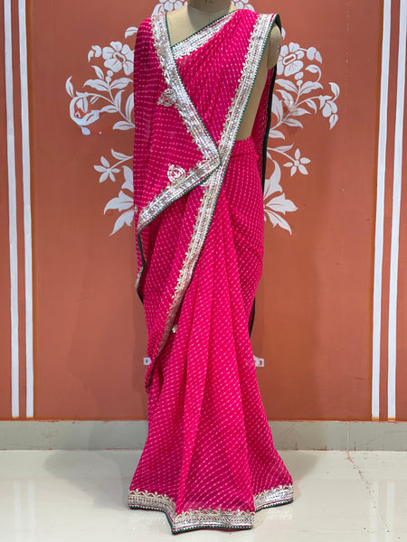 CXC GEORGETTE MOTHRA SILVER WORK SAREE