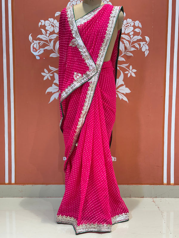 CXC GEORGETTE MOTHRA SILVER WORK SAREE