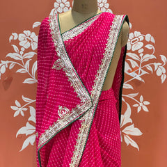 CXC GEORGETTE MOTHRA SILVER WORK SAREE