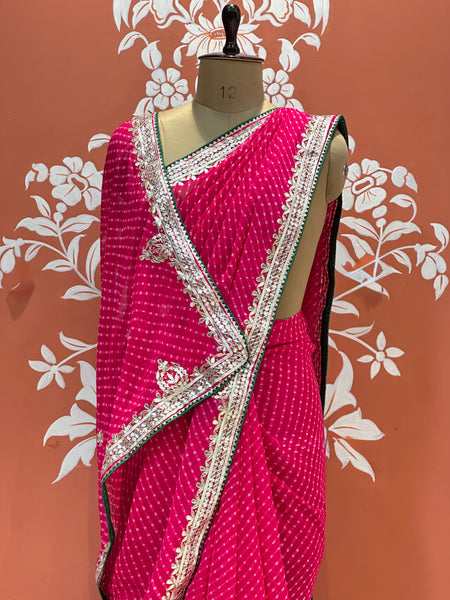 CXC GEORGETTE MOTHRA SILVER WORK SAREE