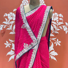 CXC GEORGETTE MOTHRA SILVER WORK SAREE