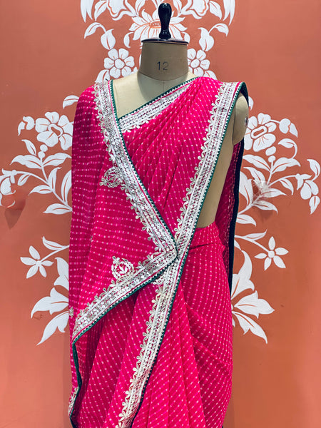 CXC GEORGETTE MOTHRA SILVER WORK SAREE