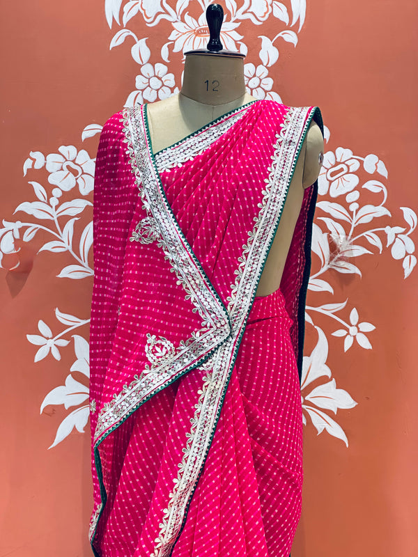 CXC GEORGETTE MOTHRA SILVER WORK SAREE