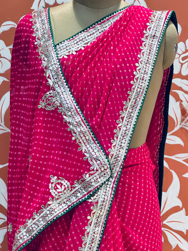 CXC GEORGETTE MOTHRA SILVER WORK SAREE