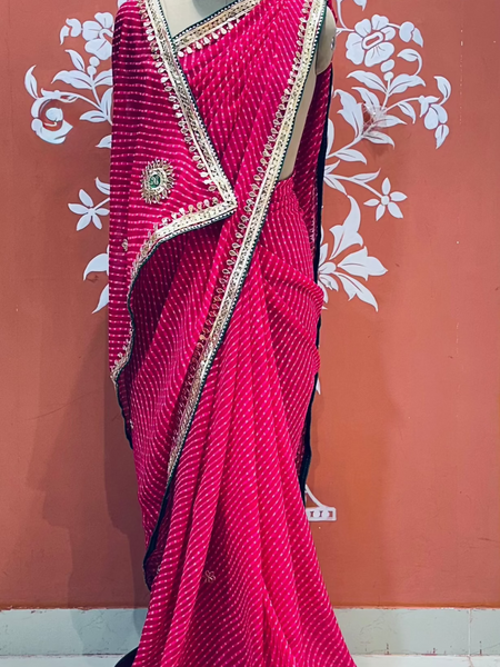 CXC GEORGETTE MOTHRA SILVER WORK SAREE