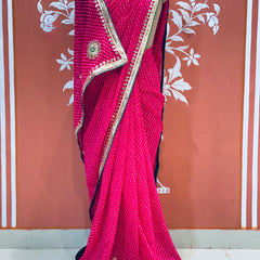 CXC GEORGETTE MOTHRA SILVER WORK SAREE