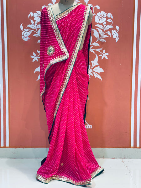 CXC GEORGETTE MOTHRA SILVER WORK SAREE