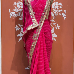 CXC GEORGETTE MOTHRA SILVER WORK SAREE