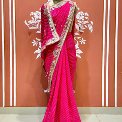 CXC GEORGETTE MOTHRA SILVER WORK SAREE