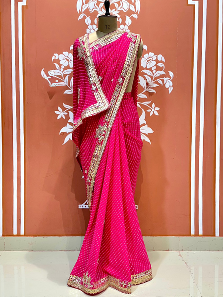 CXC GEORGETTE MOTHRA SILVER WORK SAREE