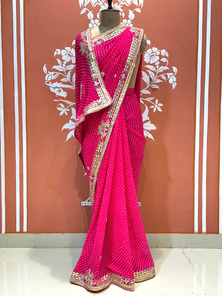 CXC GEORGETTE MOTHRA SILVER WORK SAREE