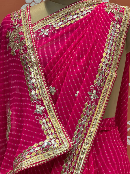 CXC GEORGETTE MOTHRA SILVER WORK SAREE