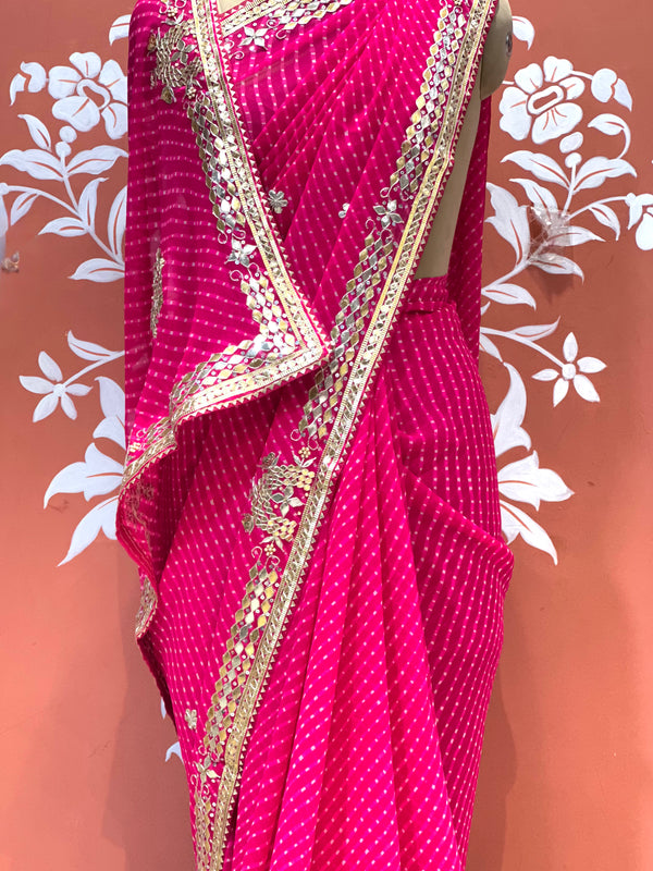CXC GEORGETTE MOTHRA SILVER WORK SAREE
