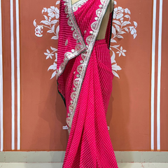 CXC GEORGETTE MOTHRA SILVER WORK SAREE