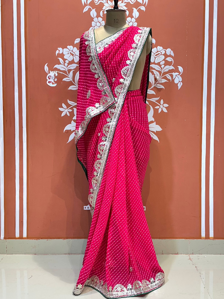 CXC GEORGETTE MOTHRA SILVER WORK SAREE